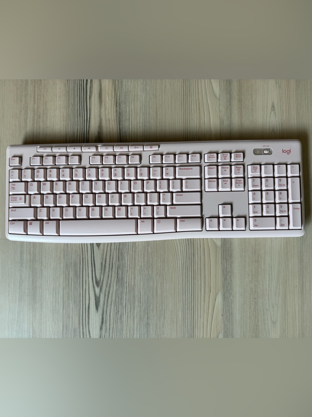 Logitech Pink and White Full-Size Wired Keyboard